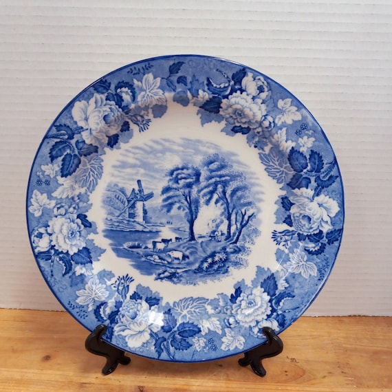 Antique Wood&sons Enoch Plate: English Scenery Blue and White