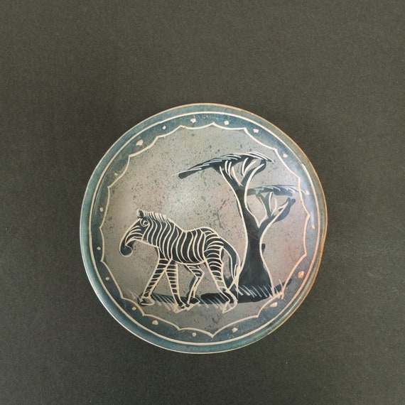 Ring Dish with Africa Scene, Ring Dish with Zebra… - image 2