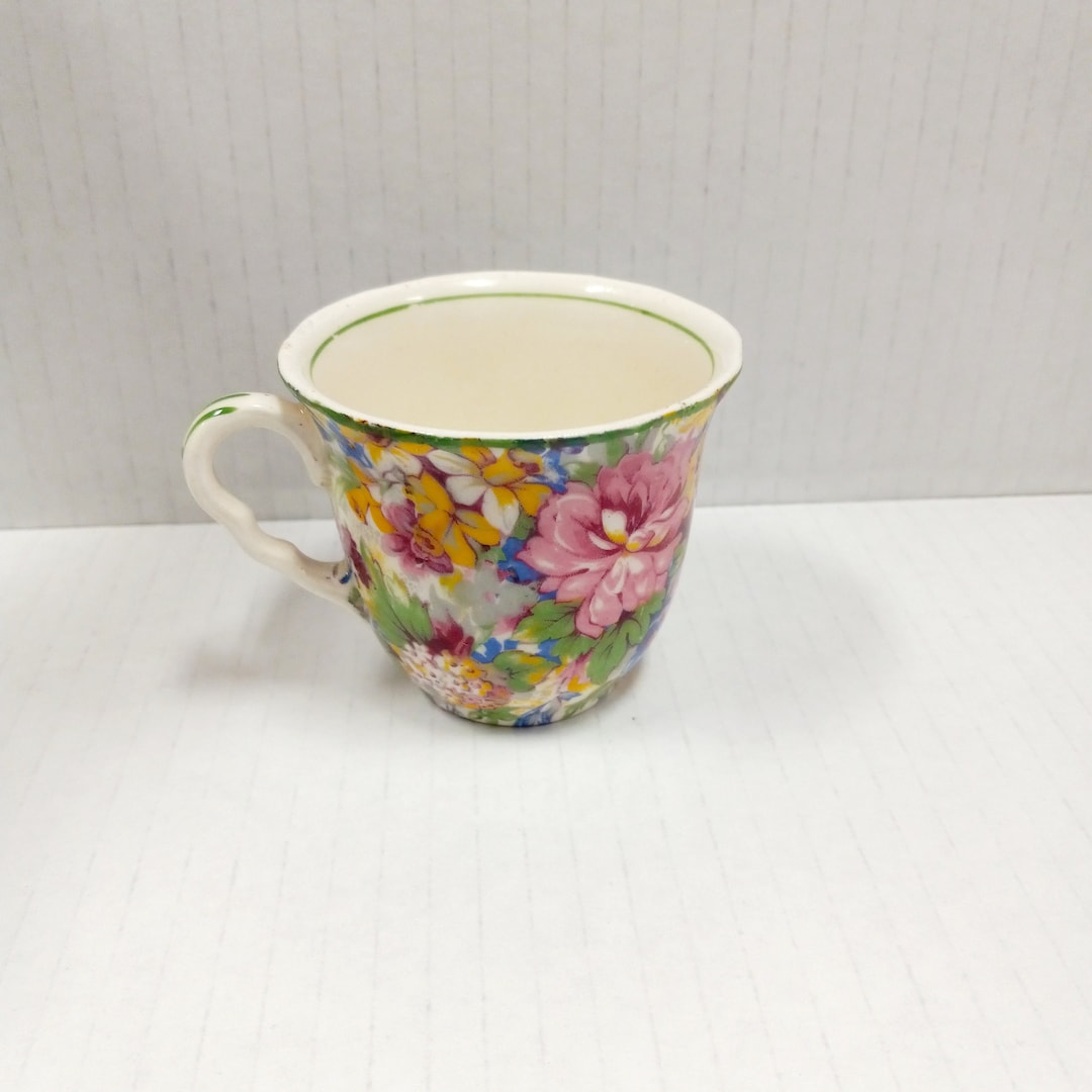 Vintage Midwinter Chintz Demitasse Teacup: Floral Shabby Chic
