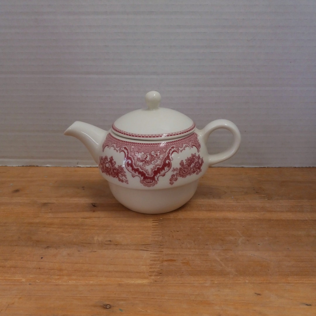 Johnson Bros Pink Transferware Teapot for One, Johnson Bros Old Britain