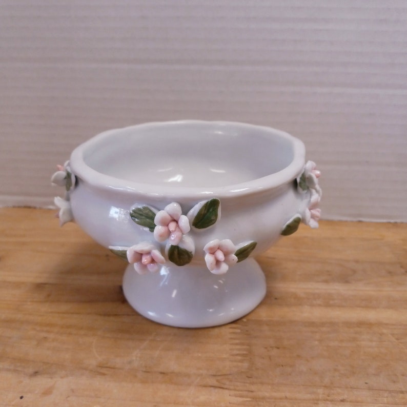 Majolica Style Footed Candy Dish Candy Dish With 3D Roses Etsy