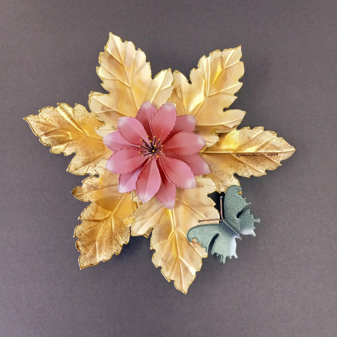 Vintage Metal Art Flowers, Vintage Galhaith 1999 Metal Flower With