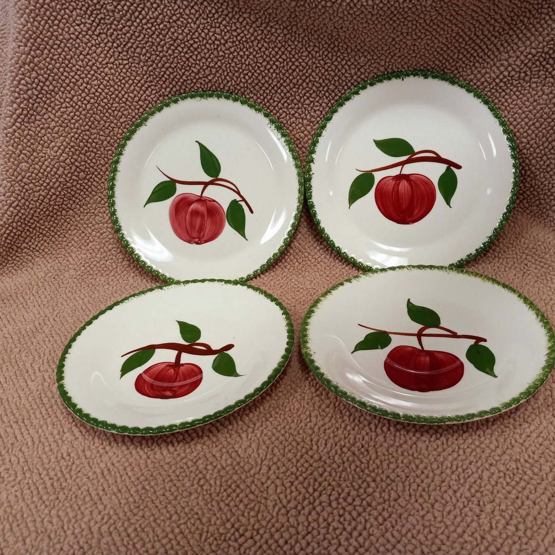 Vintage Blue Ridge Apple Dessert Plates, Set of 4 - Etsy