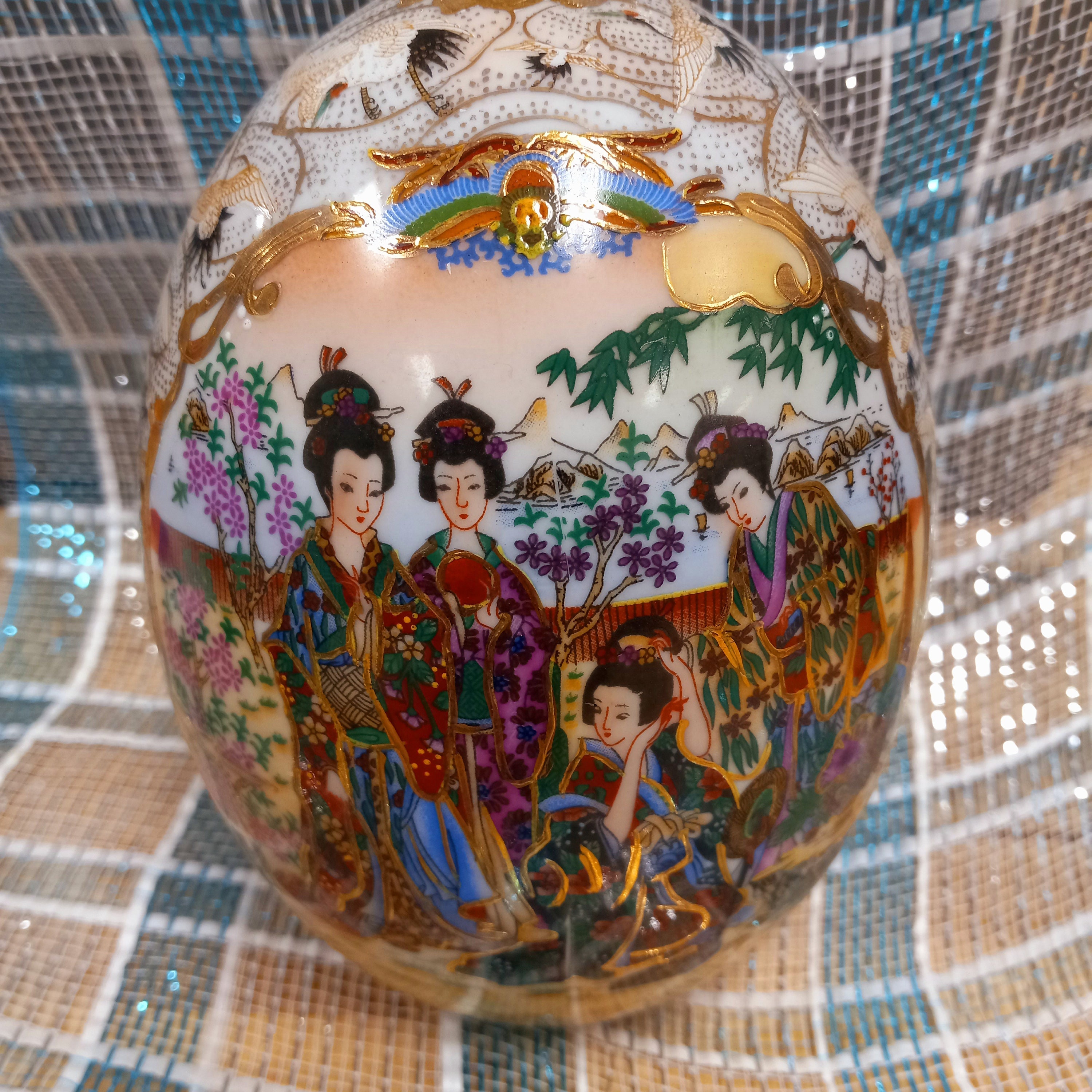 Vintage Satsuma Egg Chinese Satsuma Egg Geisha Satsuma Egg Etsy