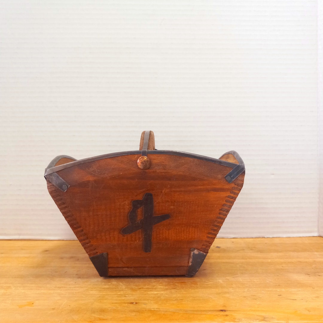 Antique 19th Century Chinese Rice Measuring Bucket: Primitive Wood ...