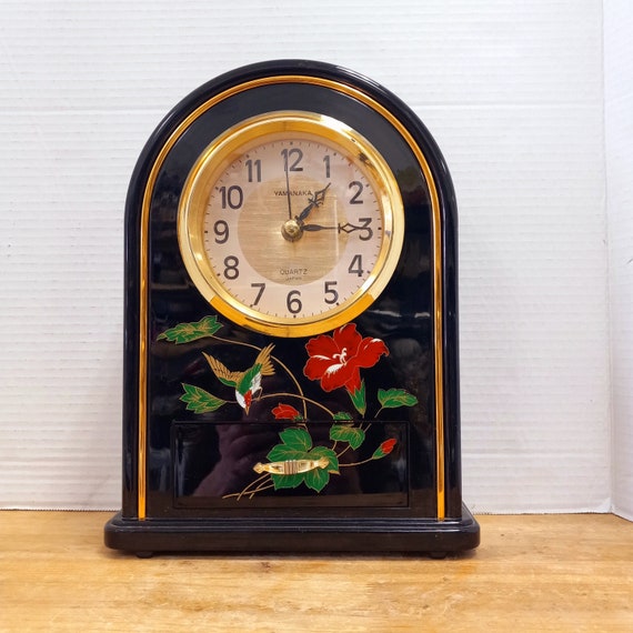 Vintage Yamanaka Mantel Clock: Lacquered Bird & Hibiscus Decor - Etsy