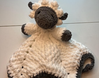 Crocheted Baby Lovey / Stuffed Lamb Security Blanket / Lamb Plush