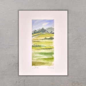 Modernes Minimalistisches Aquarell Gemälde Meer Sand Blau Beige | Original Aquarell Kunst  Urlaubsgefühle Freiheit Spaß  Handgemaltes Unikat