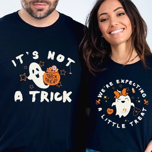 Couples Halloween Pregnancy Announcement Matching Tshirts, Funny Couples Pregnancy Announcement Shirt,  Fall New Mom Tee, Mama to Be Tshirt
