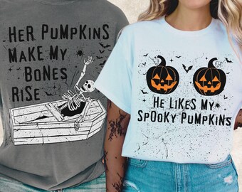 Matching Comfort Colors Halloween Couple Shirts, Spooky Couples Tshirt, Spooky Season Shirts, His and Hers Halloween, Funny Halloween Shirts