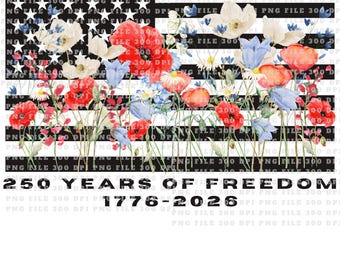 American Flag Wildflower PNG, Patriotic Sublimation Design, America 250 Floral (Digital Download)