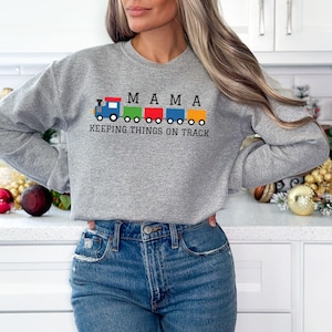 Train Sweatshirt for Moms, Gift for Train Loving Mom, Gift for Train Enthusiast, Train Sweatshirt Perfect For A Train Themed Birthday Party