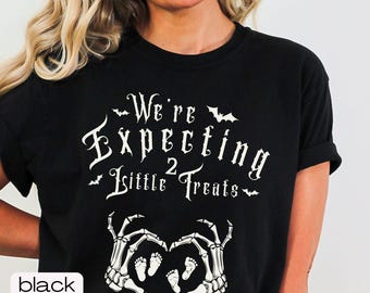 Halloween Twins Baby Announcement Tshirts, Matching Couples Halloween T-shirts, Fall Pregnancy Shirts, Halloween Pregnancy Tee, Fall Baby