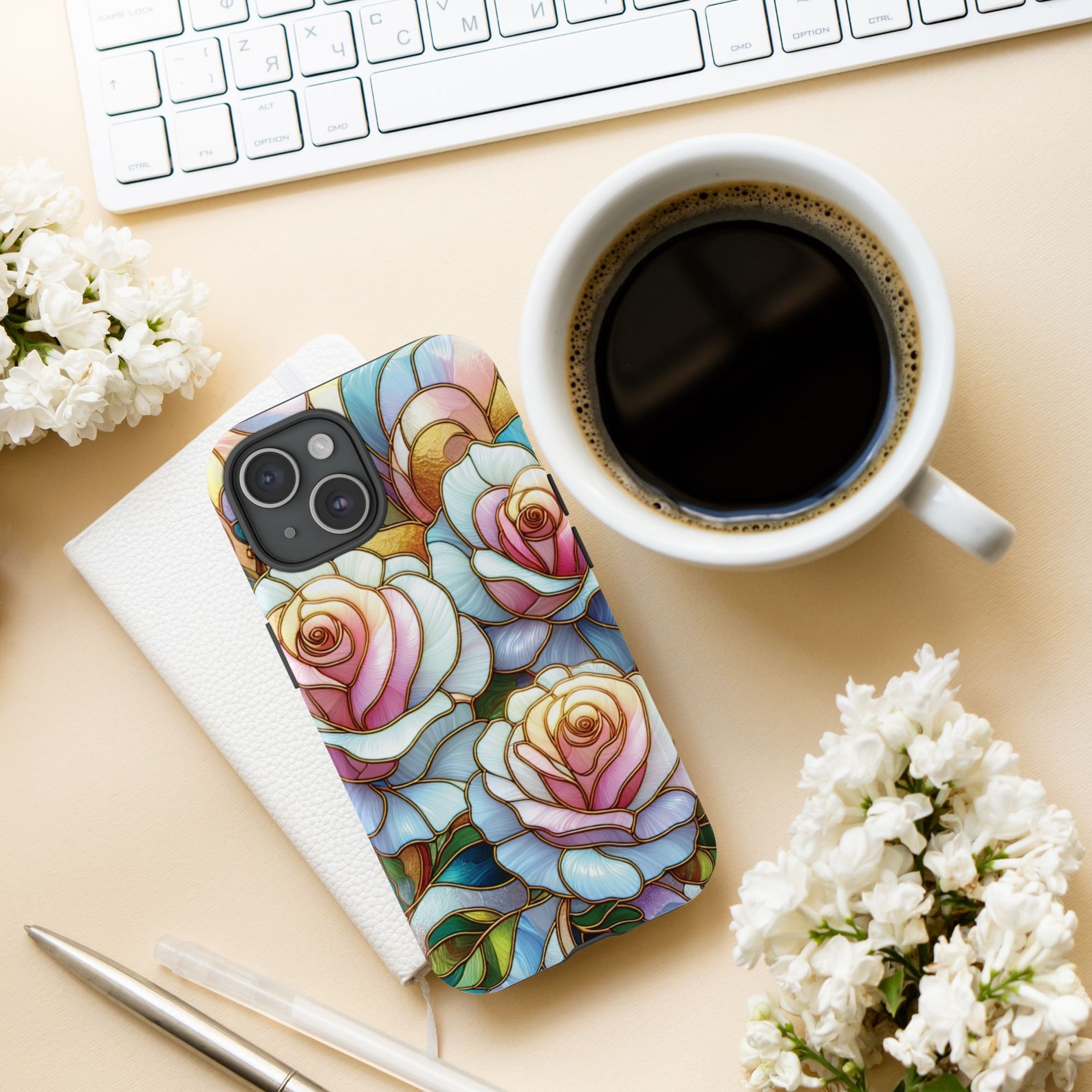 Rose Phone Case Stained Glass Print/illusion Tough Phone Case for