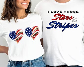 Couples Matching 4th of July Shirts, Stars Stripes T-Shirts, Funny USA Party Apparel