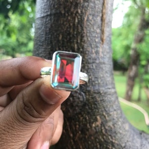 Natural Angel Aura Quartz Gemstone Ring,925 Sterling Silver Ring, Rainbow Ring, Woman Ring Jewelry, Gift Ring, Gift for Her