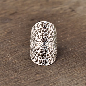 Sterling Silver Mandala Ring: Hand-Engraved Boho Meditation Jewelry