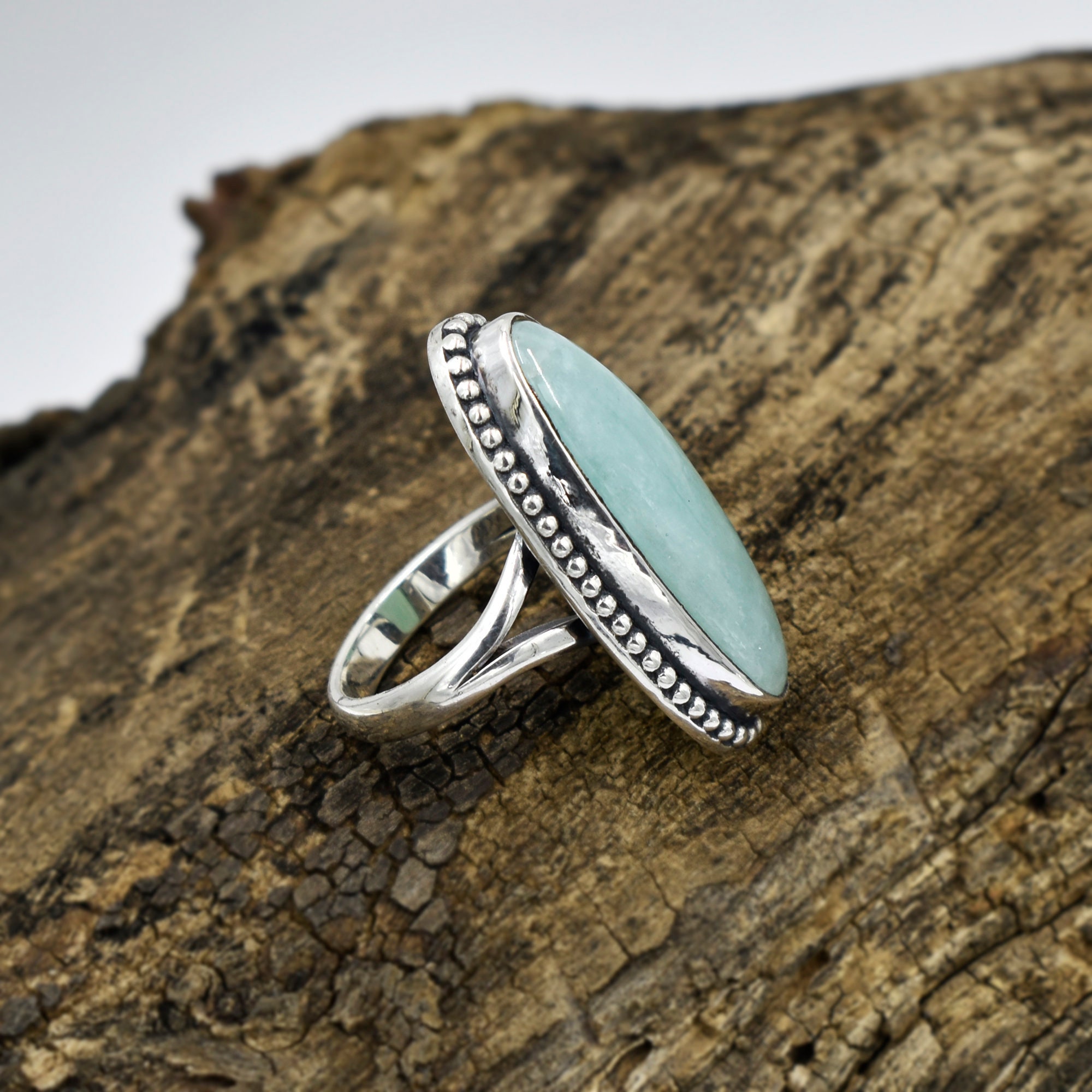 Amazonite Ring, 925 Solid Sterling Silver Ring, Oval Stone