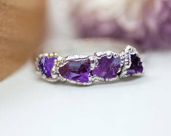 Raw Amethyst Ring: Sterling Silver, February Birthstone, Healing Crystal