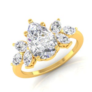 Pear Engagement ring Promise ring Gold Silver ring Travel ring Wedding ring Simulated diamond ring Solitaire ring Gift for her,