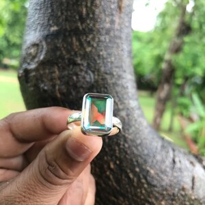 Natural Angel Aura Quartz Gemstone Ring,925 Sterling Silver Ring, Rainbow Ring, Woman Ring Jewelry, Gift Ring, Gift for Her