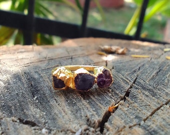 Natural Raw Amethyst Gemstone Dainty Ring,Raw Stone Ring, Rings For Women,925 Silver Ring, Gold Ring, Raw Crystal Ring, Birthstone Ring