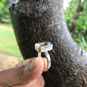 Natural Angel Aura Quartz Gemstone Ring,925 Sterling Silver Ring, Rainbow Ring, Woman Ring Jewelry, Gift Ring, Gift for Her