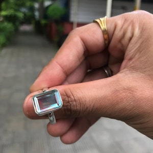 Natural Angel Aura Quartz Gemstone Ring,925 Sterling Silver Ring, Rainbow Ring, Woman Ring Jewelry, Gift Ring, Gift for Her