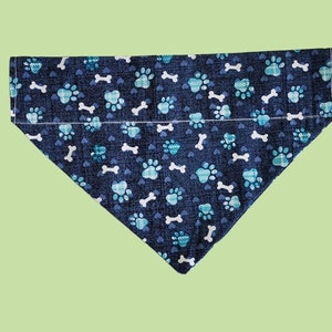 Blue Dog Bandana with Paws, Hearts and Bones| Personalized Dog Bandana | Valentines Blue | Dog and Cat Bandana