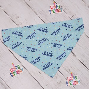 Bandana pour chien Barkday Boy | Bandana bleu pour animal de compagnie It's My Barkday | Bandana personnalisé