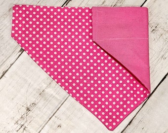 Pink Dog Bandana | Personalized Dog Bandana | Polka Dot Pet Bandana | Over the Collar