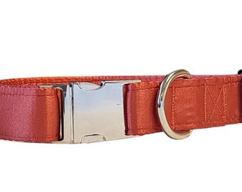 Burnt Orange Satin Dog Collar Terracotta Pet Collar Special Occasion Wedding Fall Collar