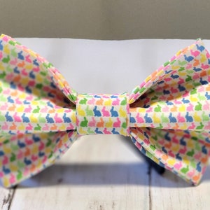 Bunny Dog Bow Tie | Easter Bow Tie With Mini Bunnies | Over the Collar Multi Color Pet Bow Tie