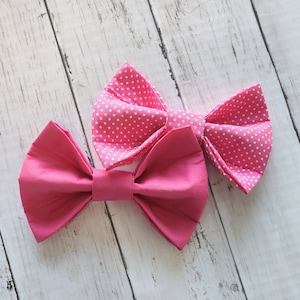 Pink Dog Bow Tie | Polka Dot And Solid Pink Pet Bow Tie