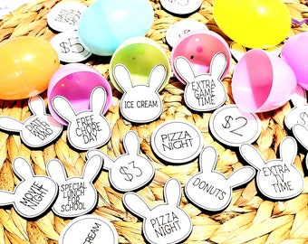 Easter Egg Tokens, 30 Easter Basket Fillers, Easter Egg Hunt Ideas, Bunny Token Fill for Eggs Egg Hunting for Kids Boys Girls Party Toys