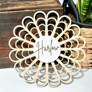 Personalized Girls Rattan Name Sign - Boho Name Sign - Nursery Name Sign - Wooden Name Sign - Boho Nursery Decor - Rattan Nursery Decor