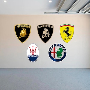 Garage decor, Man Cave decor, Wall Art, Italian Cars, Car Collector, Car logo, Indoor/Outdoor Aluminum 24&quot; Sign, Acrylic Available, Showroom