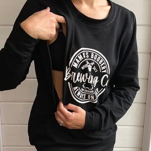 Breastfeed Friendly Funny Mama Boobery Brewing Co., Sweatshirt, Nursing Cover, New Mom Gift, Pumping or Nursing Friendly Crewneck or Shirt