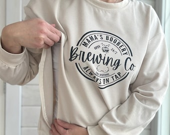 Funny Mama Boobery Brewing WAFFLE Knit Sweatshirt, BreastfeediSweatshirt, Nursing Top, Breastfeed Shirt Zipper, Nursing Friendly