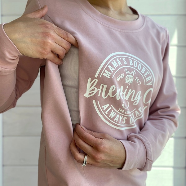 Breastfeeding Brewery Sweatshirt, Mama Boobery Brewing Co. Breastfeeding Sweatshirt, Breastfeeding Clothing, Mama Apparel, Pregnancy Clothes