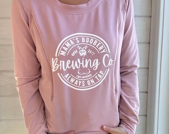 Breastfeeding Brewery Sweatshirt, Funny Mama Boobery Brewing Co. Breastfeeding Sweatshirt, Breastfeeding Clothing, Pregnancy Clothes