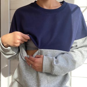 Breastfeeding Friendly Sweatshirt, Nursing Apparel for Breastfeeding and Pumping Moms, Breastfeeding Friendly Chest Zipper Sweatshirt.