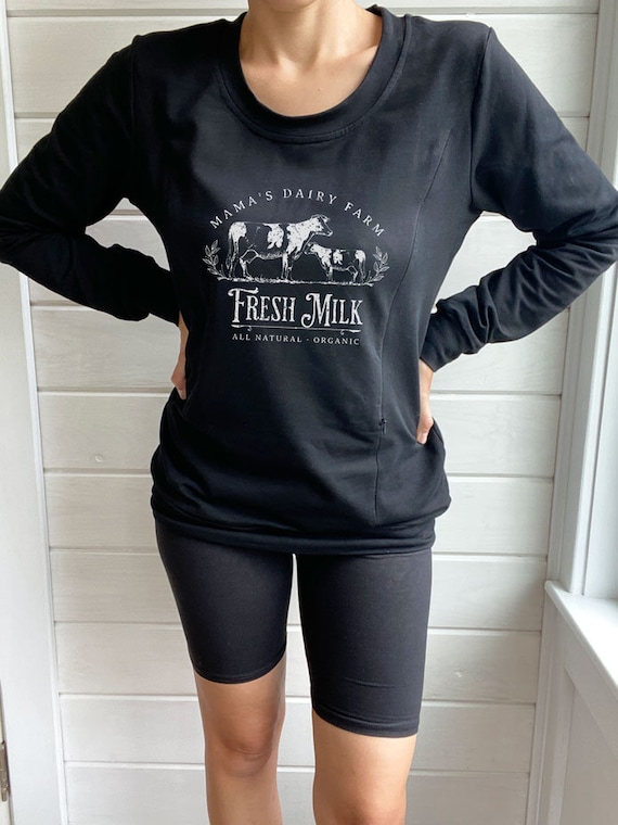 Breastfeeding Sweatshirt, MAMA'S DAIRY FARM, Breastfeeding Sweatshirt, Breastfeeding Clothing, Mama Apparel, Pregnancy Clothes