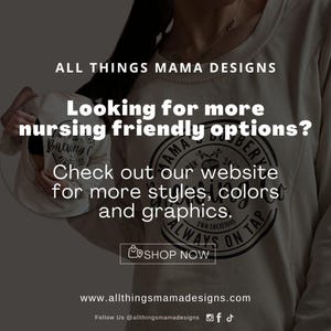 Beige Crewneck Sweatshirt with a logo in black Mama Boobery Brewing Co. Always on Tap 24/7 Two Locations. Breastfeeding Friendly Sweatshirt with zippers on either side that zip from the bottom up for easy accessibility to latch baby to nurse.
