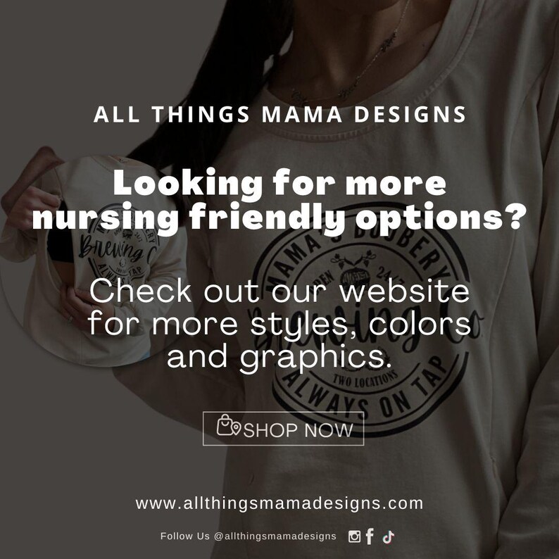 Beige Crewneck Sweatshirt with a logo in black Mama Boobery Brewing Co. Always on Tap 24/7 Two Locations. Breastfeeding Friendly Sweatshirt with zippers on either side that zip from the bottom up for easy accessibility to latch baby to nurse.