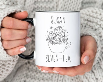 Seven Tea Mug, Wildflower 70th Birthday Mug, Personalized Gift for 70th Birthday, Custom Grandma Gift, Mom Gifts, 70th Birthday Woman, 1953