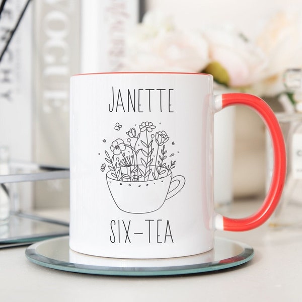 Six Tea Mug, Funny 60th Birthday Mug, Personalized Gift for 60th Birthday, Custom Grandma Gift, Mom Gifts, 60th Birthday Woman, 60th Cup