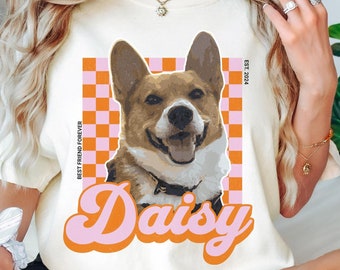 Vintage Custom Dog Shirt, Custom Pet Photo Shirt, Comfort Colors Personalized Pet TShirt, Dog Portrait Shirt, Custom Dog Photo 90s Shirt
