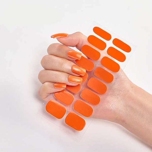 Solid Orange Nail Stickers, Orange Nail Polish Stickers, Orange Nail Polish Strips, Orange Nail Wraps, 100% Real Orange Nail Polish Stickers