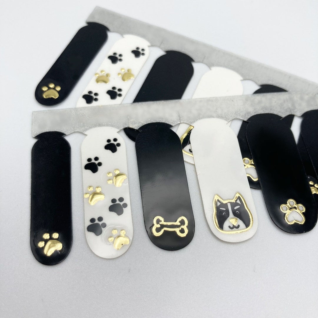 Dog Nail Stickers, Boston Terrier Nail Wraps, Black and White Puppy